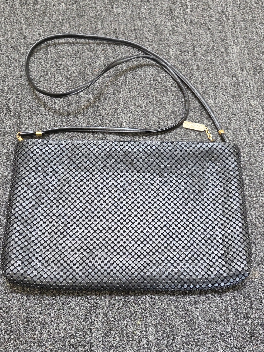 Vintage Whiting And Davis Black Tone Mesh Bag Zip top.